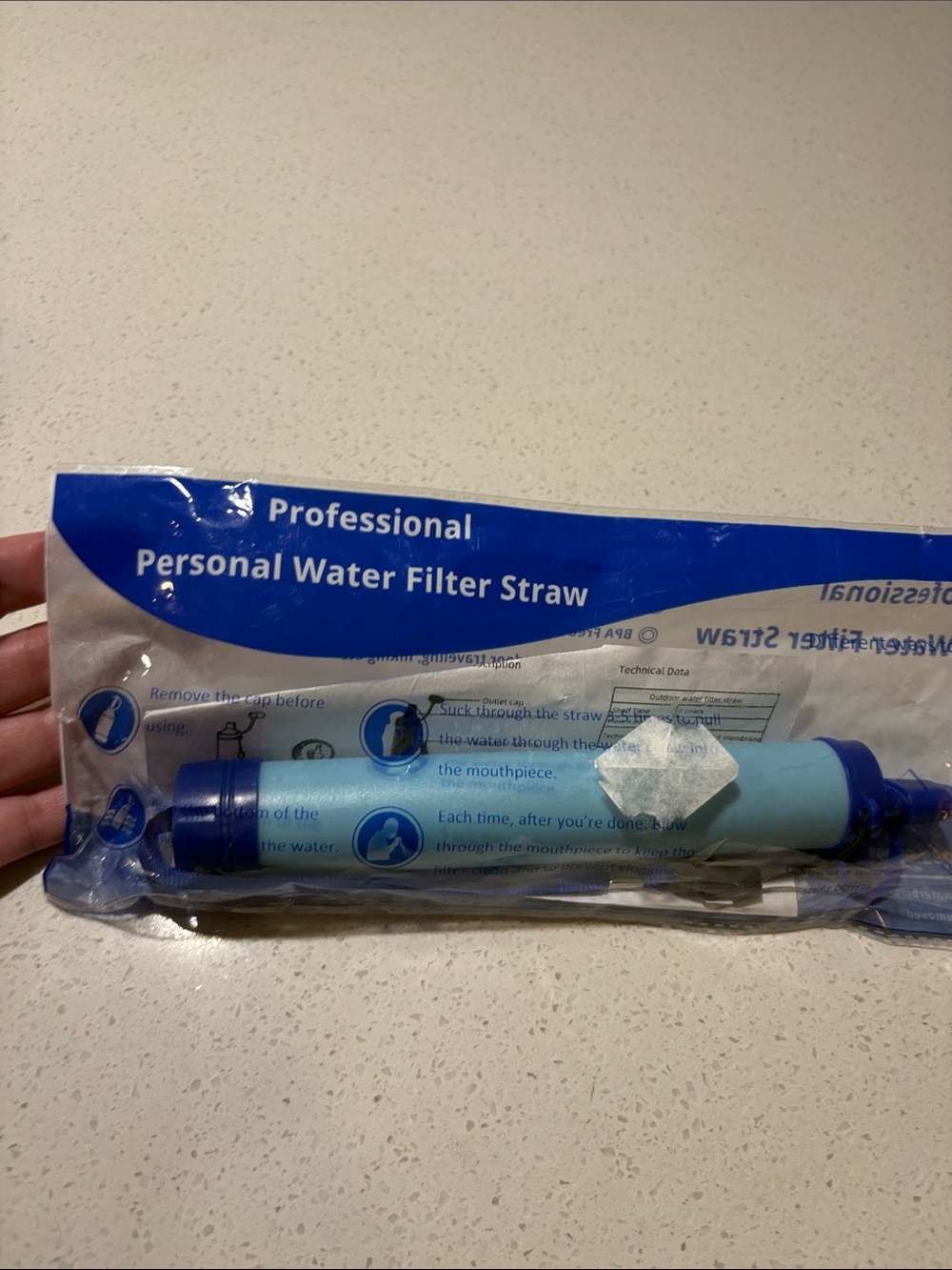 Professional Personal Water Filter Straw - Light Blue